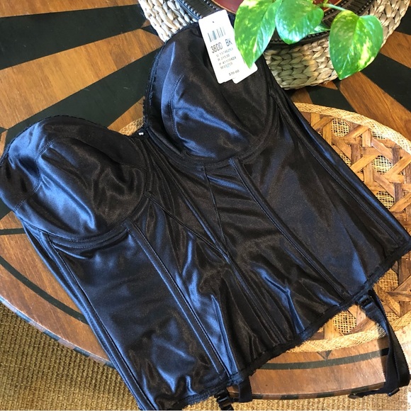 NWT Carnival Full Figure Satin Torsolette Corset Bra With Garders, Size 38DD - Picture 3 of 6
